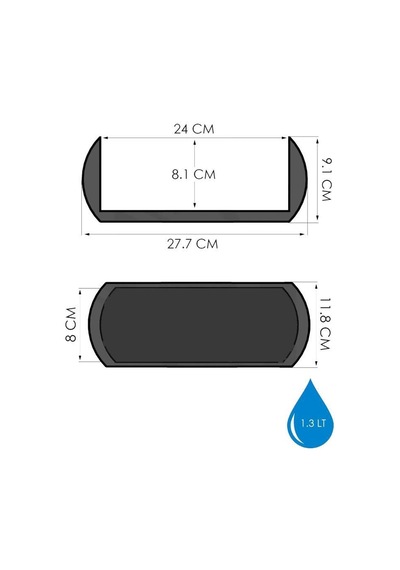 Omnipazar Krs-372 Dekoratif Plastik Mercan Uzun Saksı 1.3 Litre 3'lü Set