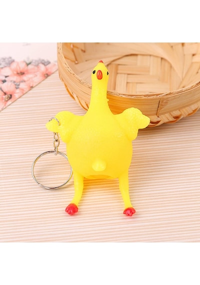 Yumurtlayan Tavuk Anahtarlık Squishy Stres Giderici Duyusal Uyarıcı Oyuncak Top - 1 Adet