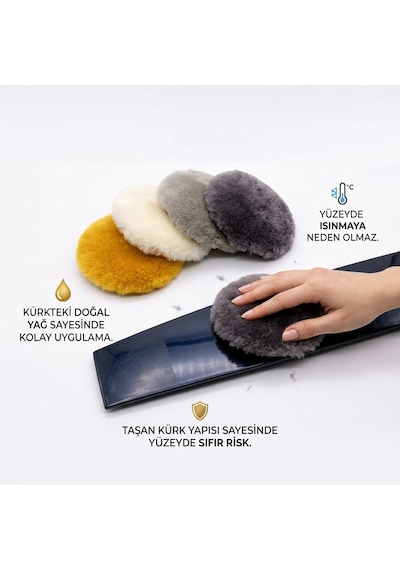 Performans Seri %100 Doğal Kuzu Postu Polisaj Keçesi 115 Mm Sarı