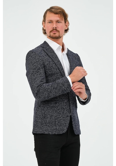 Bonesti Erkek Slim Fit Blazer Ceket Lacivert Desenli
