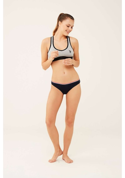 U.S. Polo Assn. Kadın Beyaz - Lacivert - Kırmızı 3 Lü Slip 66271 Kırmızı