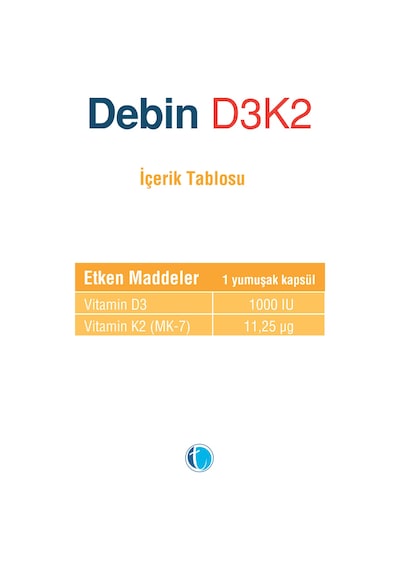 Debin D3K2 Takviye Edici Gıda 60 Kapsül