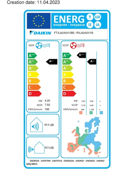Daikin Emura FTXJ42AS R32 14000 Btu/h A++ Inverter Klima