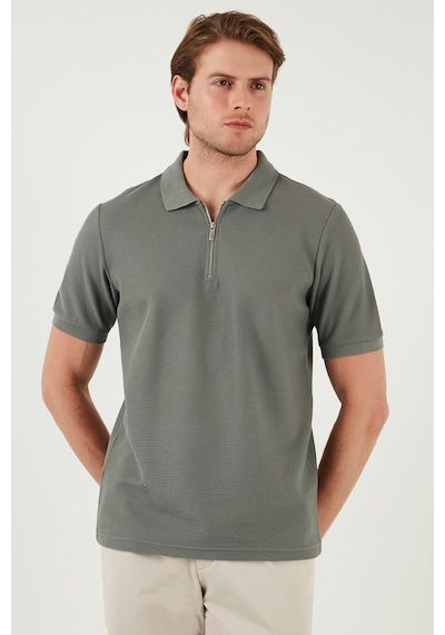 Buratti Pamuklu Regular Fit Fermuarlı Erkek Polo Yaka T Shirt 5902434 Açık Haki