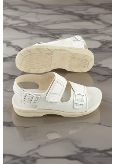 Gezer Unisex Bej Hacı Ayarlanabilir Sandalet Umre - Hac Terlik Bej