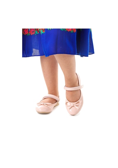 Kiko Kids Fiyonklu Cırtlı Kız Çocuk Babet Ayakkabı 201 Rugan Pudra 001