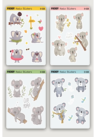 Sevimli Koala Sticker Seti - 29 Adet Etiket Çıkartma Diğer