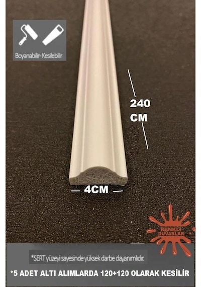 Boyanabilir Dekoratif Pvc Duvar Çıtası 4 Cm 1 Boy 240 Cm Duvar Süsleri Koridor Salon Çıta Tasarım