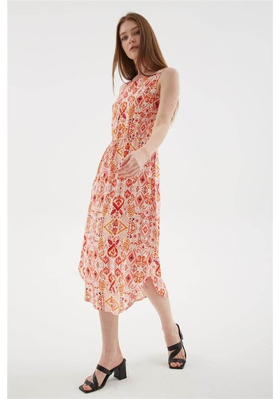 Fashion Friends Desenli Kadın Elbise 25y0154k1 Ekru