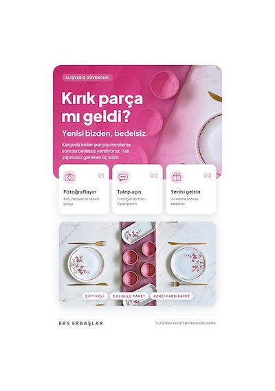 Tr Lüx Seramik Sakura Çiçeği 14 Parça 6 Kişilik Kahvaltı Takımı Seti Genel