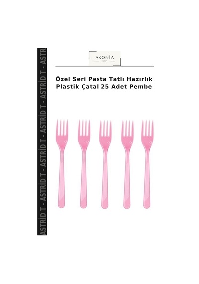 Özel Seri Pasta Tatlı Hazırlık Plastik Çatal 25 Adet Pembe