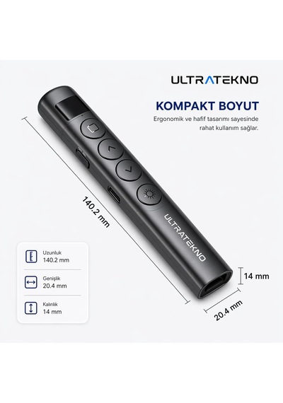 Lexroo S7 Dijital Ekranlı Şarjlı Lazer Sunum Kumandası