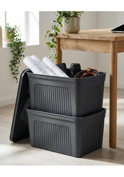 Füme 2'li 27 Lt Ünit Saklama Kutusu & Çok Amaçlı Banyo Ve Ev Düzenleyici Organizer Füme