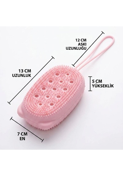 Peeling Etkili Süngerli Silikon Banyo Lifi Asma Kancalı Duş Kesesi 2