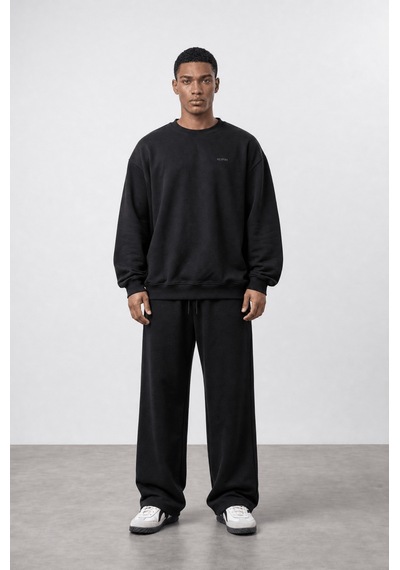 Erkek Respire Basic Oversize Sweatshirt Siyah