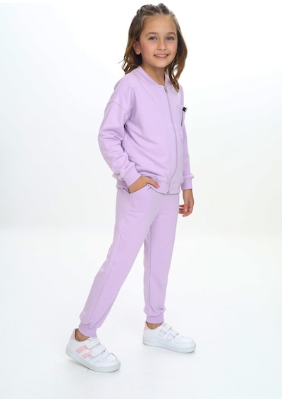 Toontoy Kids Toontoy Kız Çocuk Göğsü Cepli Armalı Eşofman Takım Lila