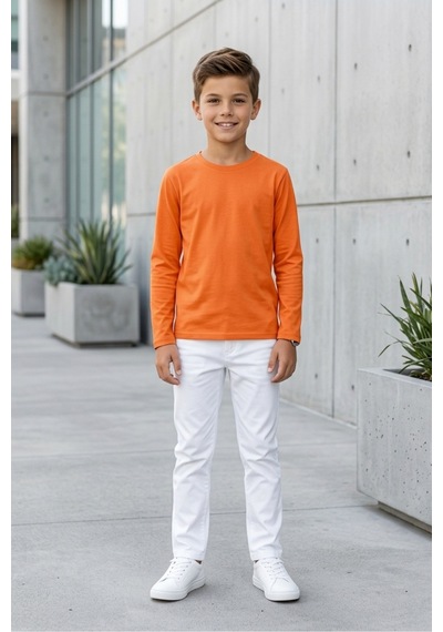 Kiagu Erkek Çocuk Uzun Kollu Basic Düz Tişört %100 Pamuk Bisiklet Yaka T-shirt 2-13 Yaş Turuncu Kiagu Erkek Çocuk Uzun Kollu Basic Düz Tişört %100 Pamuk Bisiklet Yaka T-shirt 2-13 Yaş Turuncu