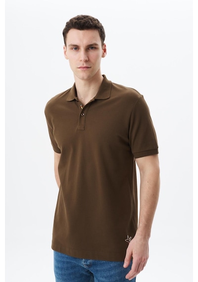 AR-MA Arma Erkek Regular Fit Basic % 100 Pamuk Pike Polo Yaka Tişört Y29374354802 Kahverengi
