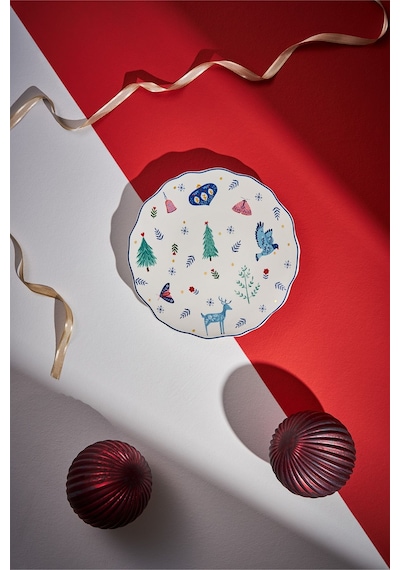 Emsan Infancy New Year Yılbaşı New Bone 2'li Pasta Tabağı 20.5 CM