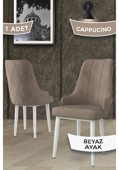 Canisa Concept Trex Serisi 1.sınıf Babyface Kumaş 1 Adet Cappucino Sandalye Beyaz Metal Ayak Sandalye Cappucınou Ayakları Beyaz