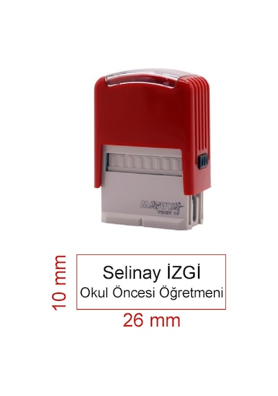 Kaşeciniz İsim Ünvan Kaşesi - Matuya 10 - Kırmızı Makine - Siyah Mürekkep
