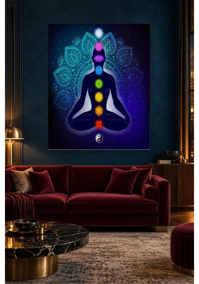 Fida Mandala Fonda Yedi Çakra Meditasyonu Canvas Tablo Çok Renkli