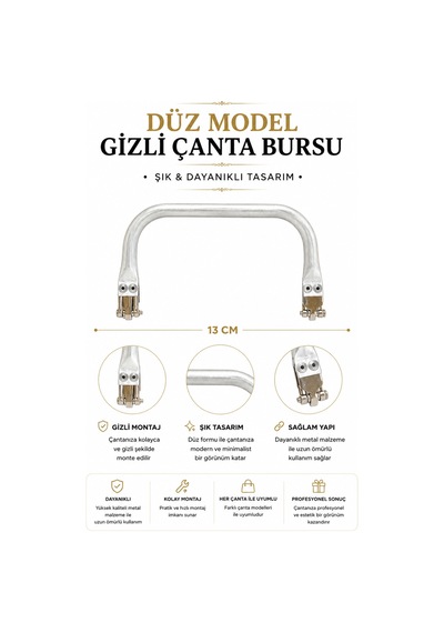 Metal Gizli Çanta Bursu 13 Cm