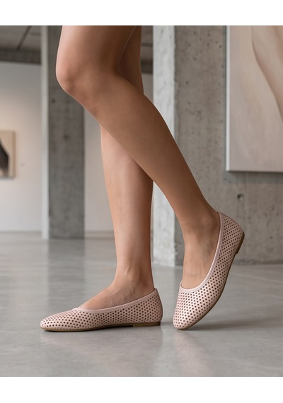 Futsishoes Bella Pembe Hakiki Deri Delikli Günlük Kadın Babet Ayakkabı