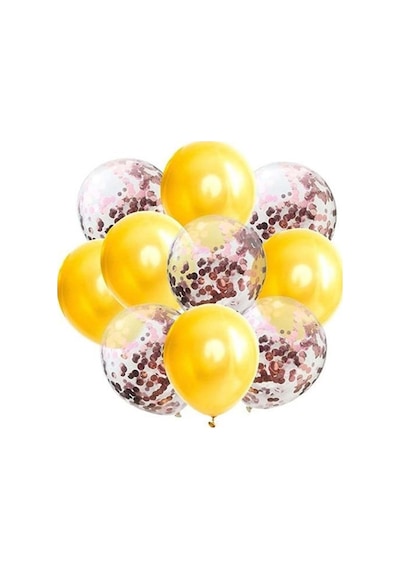 Sarı Şeffaf Konfetili Balon Renkli