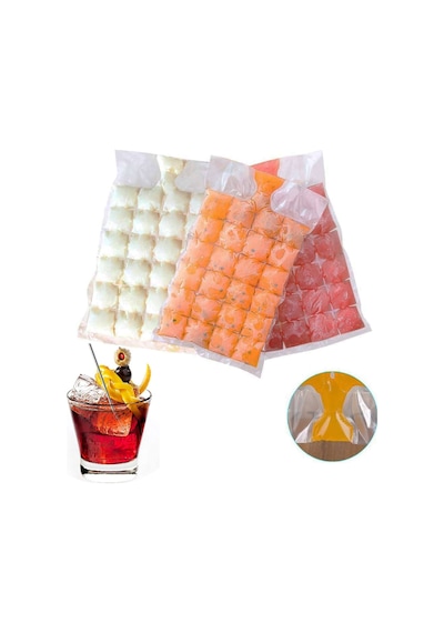 Pratik Buz Küpü Buzluk Torbası Poşeti 24 Buz Küpü - 10lu Paket Çok Renkli