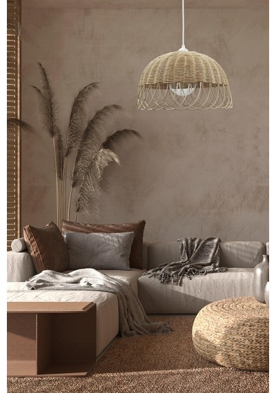 Turkish Rattan Bambu, Hasır, Rattan Sarkıt Avize 25 Cm