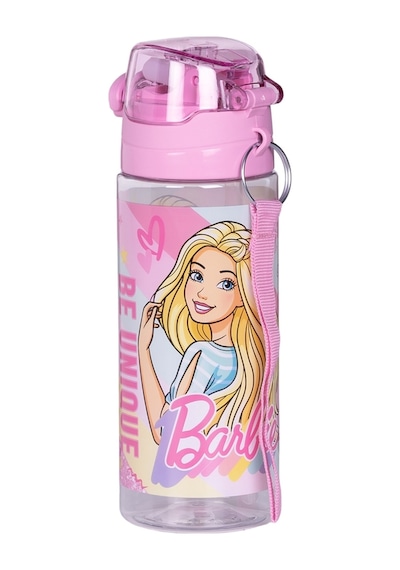Wiggle 500ml Barbie Pipetli Askılı Kilitlenebilir Su Matarası Pudra Pembe
