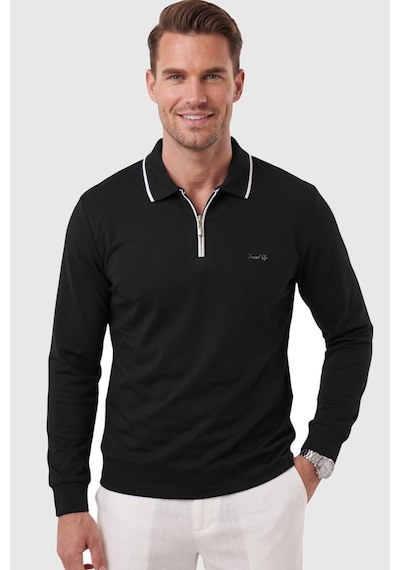 Deepsea Erkek Slim Fit Tüylenmeyen Fermuarlı Polo Yaka Siyah Sweatshirt Yumuşak Dokulu Sweat 2708517 Deepsea Erkek Slim Fit Tüylenmeyen Fermuarlı Polo Yaka Siyah Sweatshirt Yumuşak Dokulu Sweat 2708517