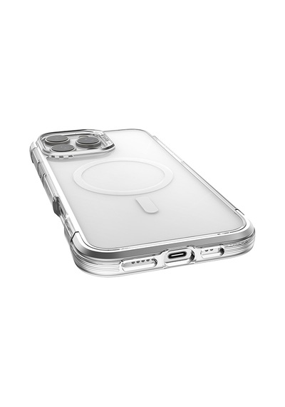 Apple Uyumlu iPhone 16 Pro Kılıf Magsafeli Raptic Air Serisi Airbag Tasarımlı Metal Köşelikli Şeffaf Kapak Gümüş