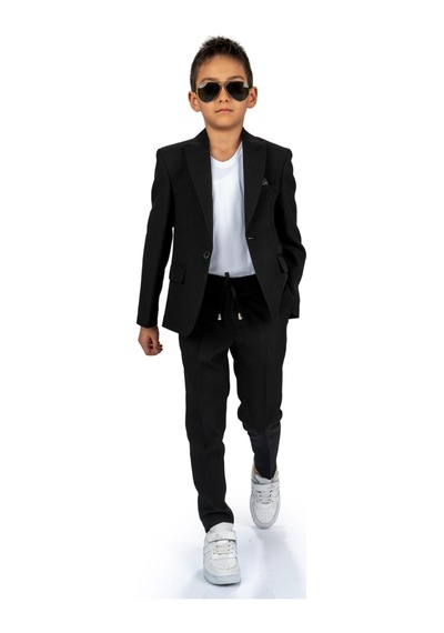 Mnk Baby & Kids Spor Çocuk Ceket, Tişört , Jogger Pantolonlu Takım Mnk5682 Siyah