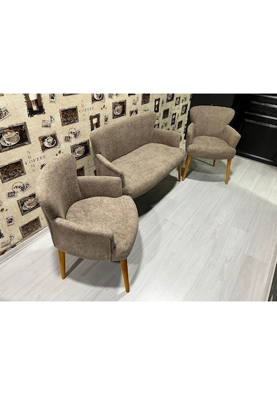 Venqm Bukle Çay Seti Koltuk Takımı Balkon Ofis Mutfak Kahverengi