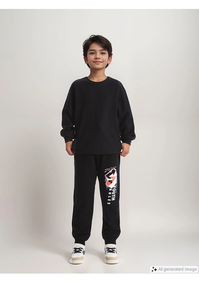 LC Waikiki Lcw Kids Siyah Beli Lastikli Erkek Çocuk Kalın Jogger Eşofman Altı Yeni Siyah