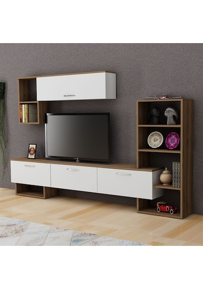 Tv Ünitesi Deva Beyaz Ceviz