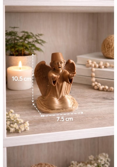 Melek Biblo Dekoratif Obje Fes Detaylı 10.5 Cm Kitaplık & Vitrin Süsü, Otantik Tasarım