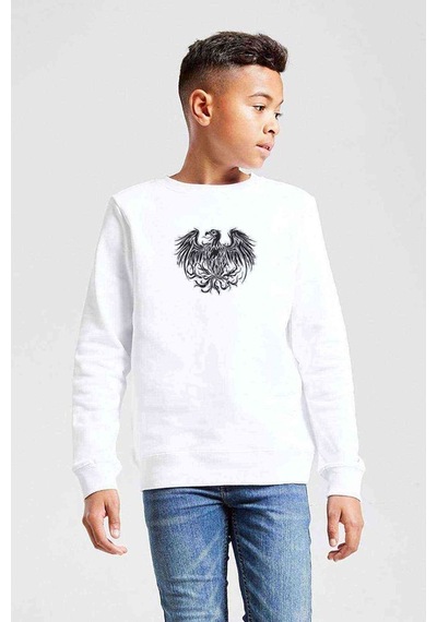 Tshirthane A Day To Remember Eagle Baskılı Unisex Çocuk Beyaz Sweatshirt Beyaz