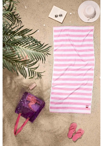 Özdilek Tarzy Line Nakışlı Plaj Havlusu 70x150 Cm Pembe