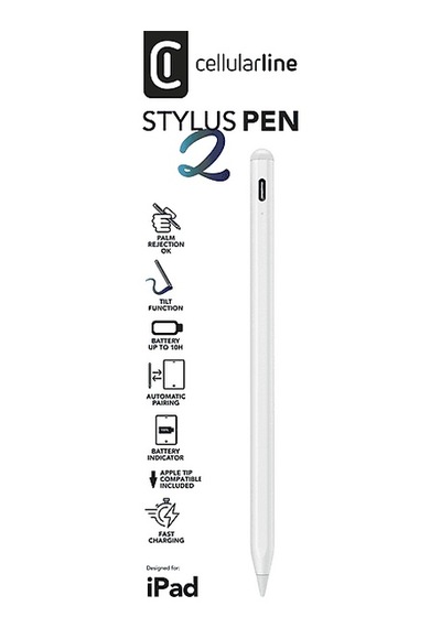 Cellularline iPad Stylus Pen 2 Palm Rejection Eğime Duyarlı Manyetik Yapışma Özellikli Kalem