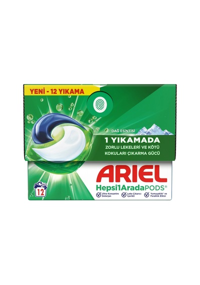 Ariel Pods Regular 12li Dağ Esintisi Çamaşır Deterjanı 3'li Ekonomik Paket - 3 Adet Tarı 10 L