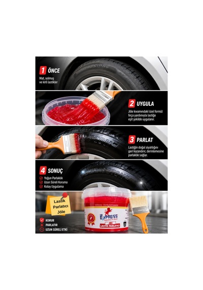 Premium Lastik Parlatıcı Jöle 500 Ml Parlak Görünüm Uzun Süre Etkili Yeniler Reçel Parlatıcı Fırçalı - 661948270