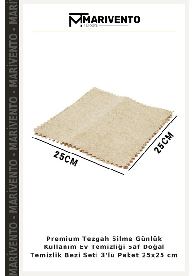 Premium Tezgah Silme Günlük Kullanım Ev Temizliği Saf Doğal Temizlik Bezi Seti 3'lü Paket 25x25 Cm Çok Renkli