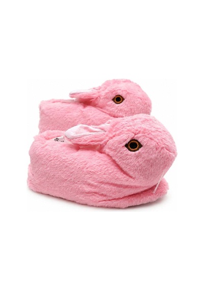 Modafocus Sevimli Tavşan Figürlü Peluş Kadın Ev Pandufu - Pembe Pembe