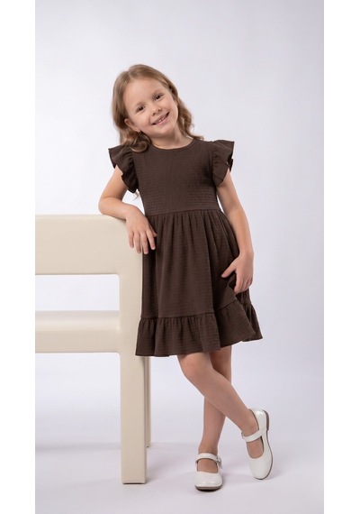 New Kids Kız Çocuk Elbise -91190 Haki Siyah Kahve