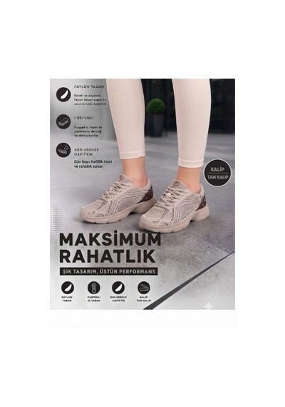 Fıero Mıen Unisex Kadın Erkek Çocuk Garson Boy Rahat Günlük Sneaker Spor Yürüyüş Ayakkabı Bej Bej