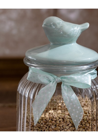 Madame Coco Kuşlu Silindir Kavanoz - Mint Yeşili - 650 Ml 8684427063538 Çok Renkli