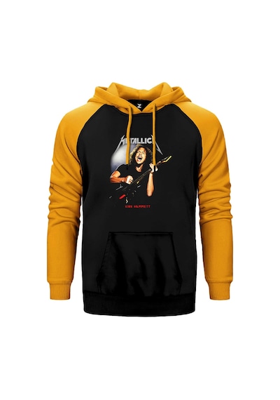 Metallica Kirk Hammet Guitar Sarı Renk Reglan Kol Kapşonlu Sweatshirt Sarı